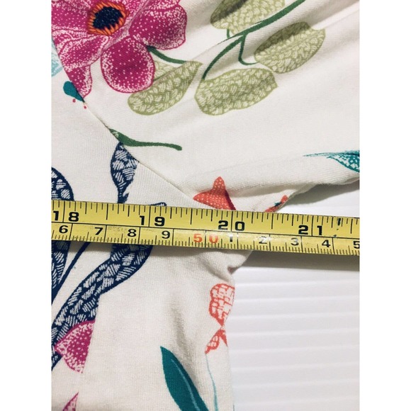 J Jill Wearever White Floral Soft Stretch 3/4 Sleeve Women's Top Size Medium - Picture 5 of 6